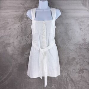 FAITHFULL THE BRAND Marinia Dress Womens Size 4 White Linen Button Front Belted